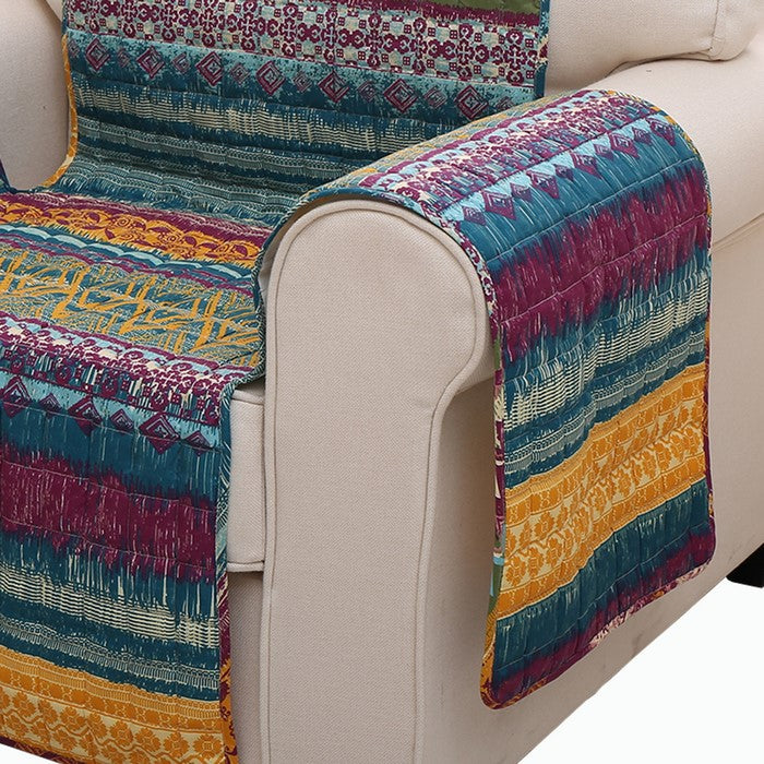 Polyester Arm Chair Protector with Tribal Print, Multicolor