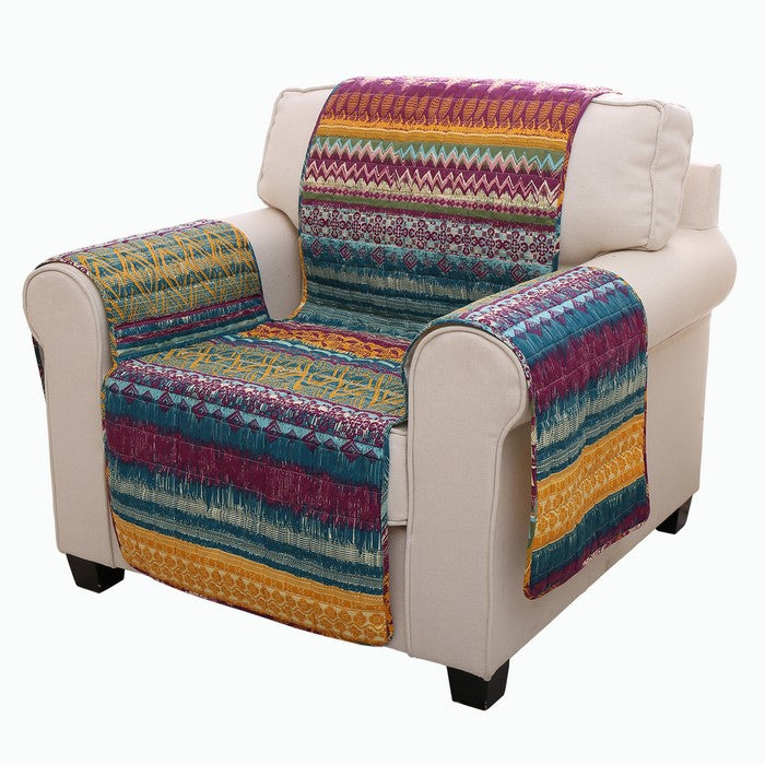 Polyester Arm Chair Protector with Tribal Print, Multicolor