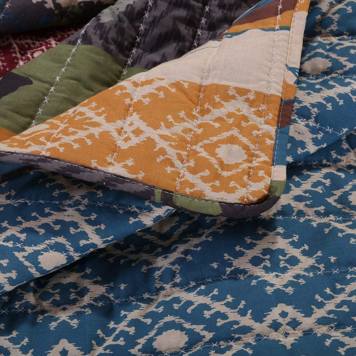 5 Piece Full Size Quilt Set with Nature Inspired Print, Multicolor