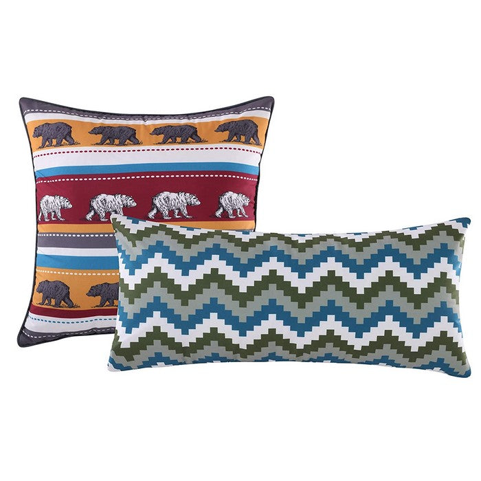 5 Piece Full Size Quilt Set with Nature Inspired Print, Multicolor