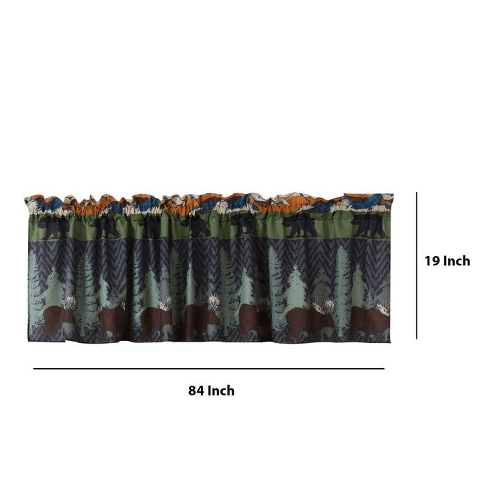 Polyester Valance with Nature Inspired Print, Multicolor