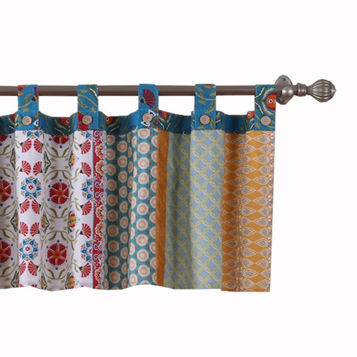 Polyester Window Valance with Geometric and Floral Print, Multicolor