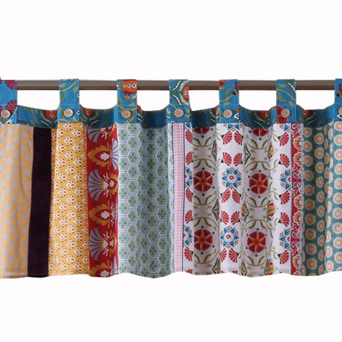 Polyester Window Valance with Geometric and Floral Print, Multicolor