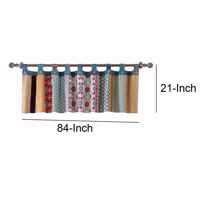 Polyester Window Valance with Geometric and Floral Print, Multicolor