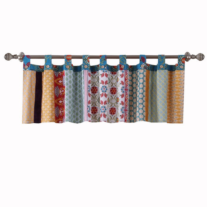 Polyester Window Valance with Geometric and Floral Print, Multicolor
