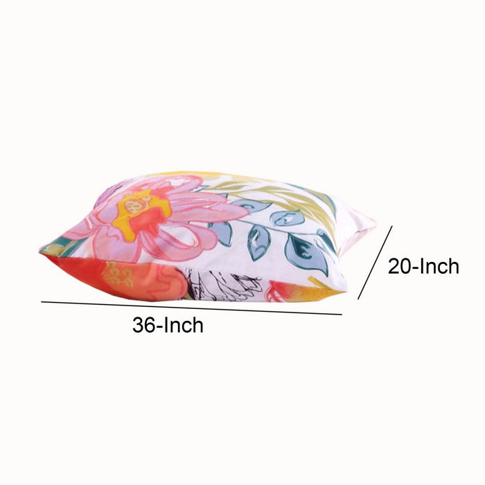 36 x 20 Inches King Duvet Pillow Sham with Stencil Flower Print, Multicolor