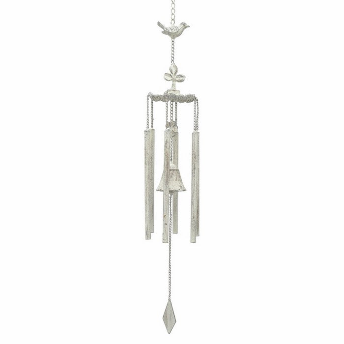 Elegant Metal Hanging Bell - White - Benzara