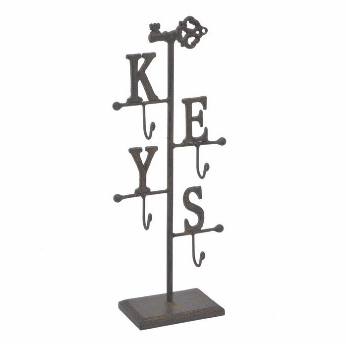 52436 Stylish Metal Key Holder - Rust - Benzara