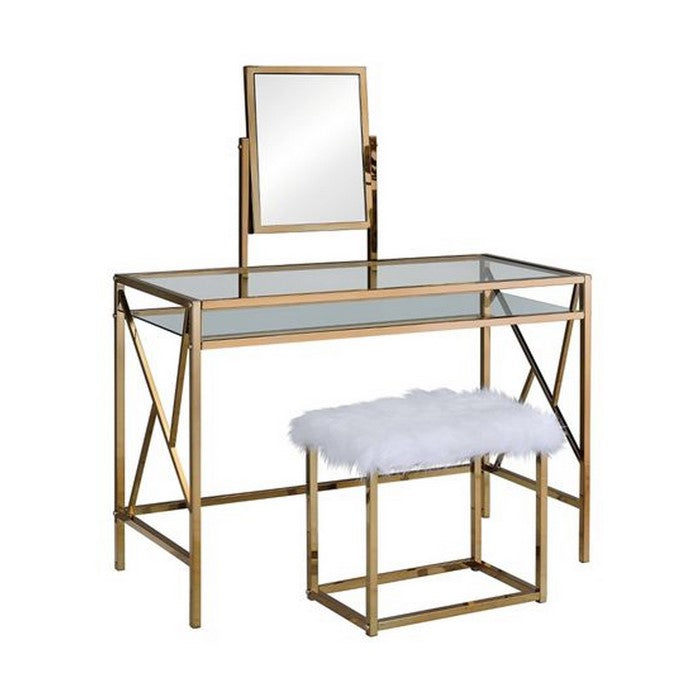 Lismore Contemporary Vanity With Stool, Champgne Finish