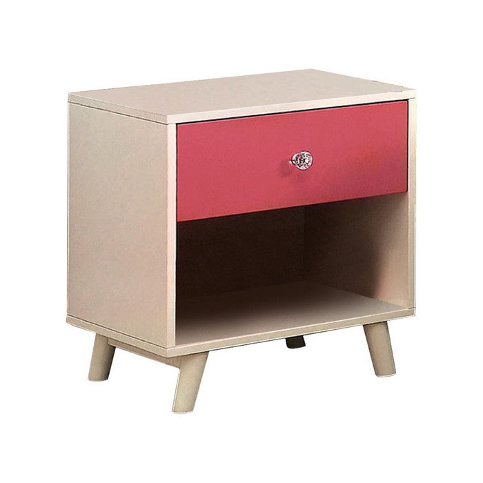 Alivia Transitional Night Stand, Pink and White