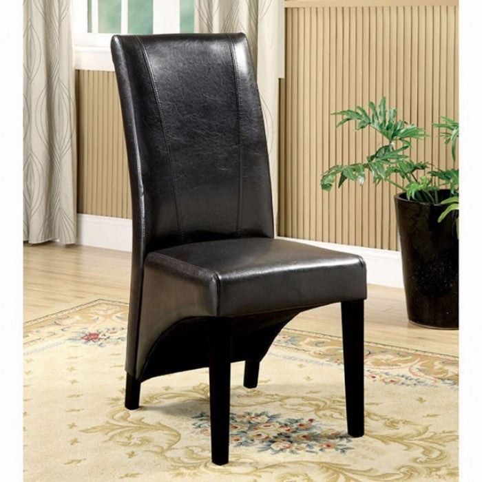 Madison Leatherette Parson Chairs Side Chair,Set Of 2; Black