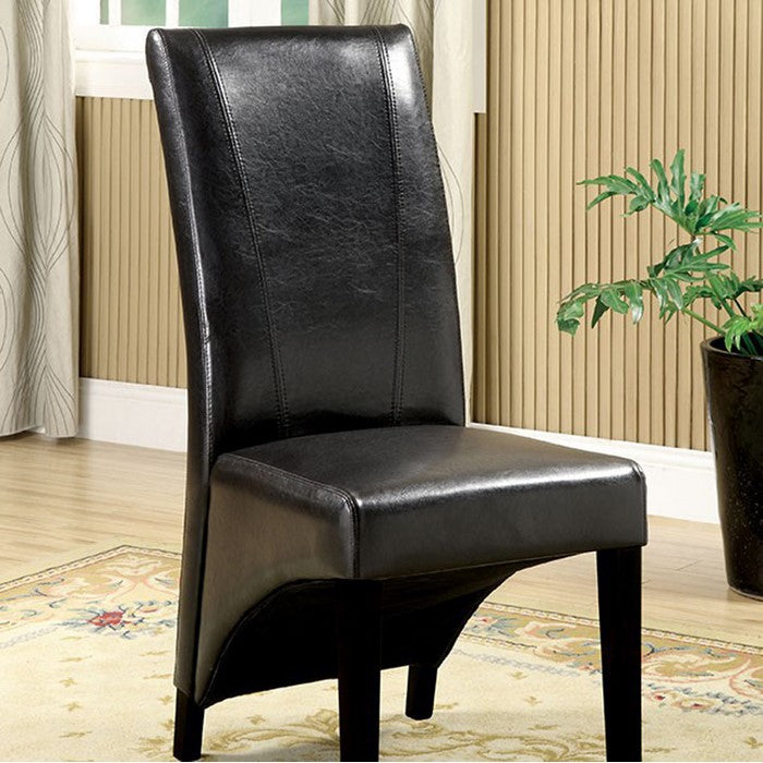 Madison Leatherette Parson Chairs Side Chair,Set Of 2; Black