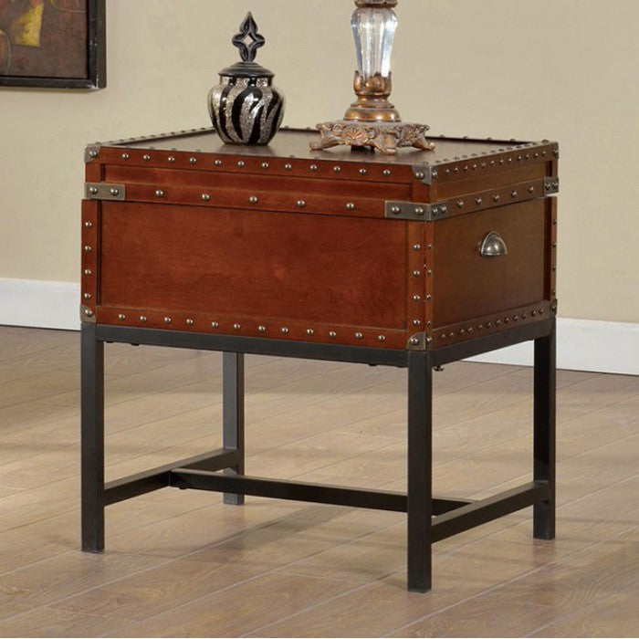 Milbank Industrial Style End Table, Cherry Finish