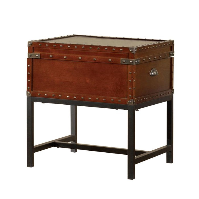 Milbank Industrial Style End Table, Cherry Finish