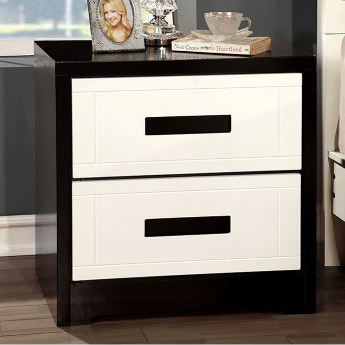 Rutger Contemporary Style Nightstand, White & Black
