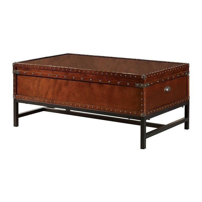Milbank Industrial Coffee Table, Cherry Finish