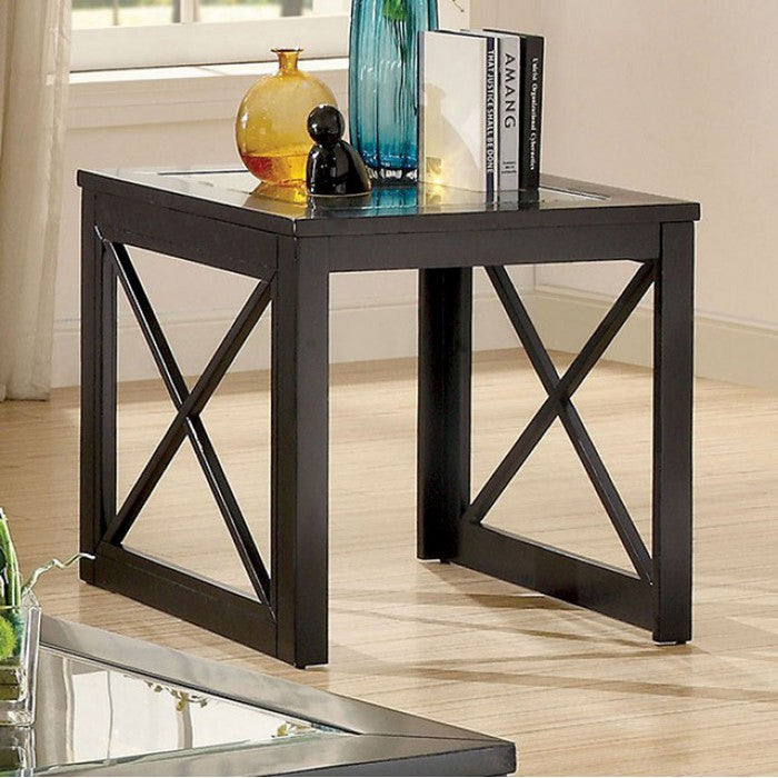 Sonya Contemporary End Table, Black Finish