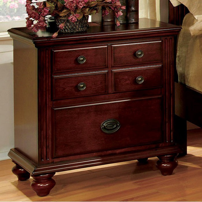 Gabrielle II Transitional Nightstand, Cherry Finish