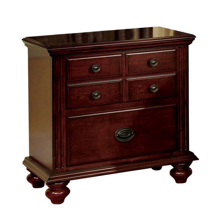 Gabrielle II Transitional Nightstand, Cherry Finish