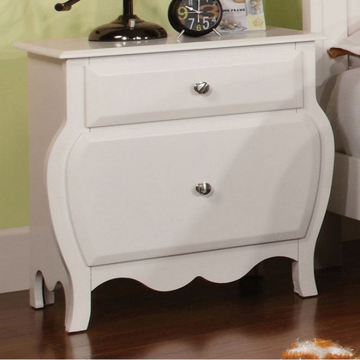 Roxana Transitional Nightstand, White Finish