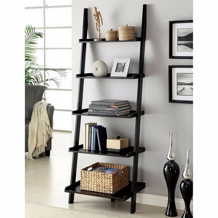 Sion Contemporary Ladder Shelf, Black Finish