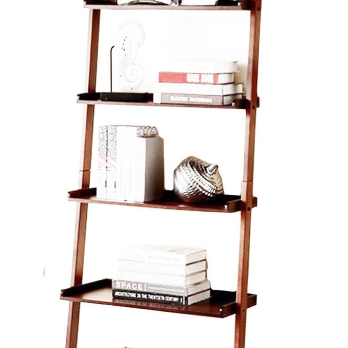 Sion Contemporary Ladder Shelf, Cherry Finish