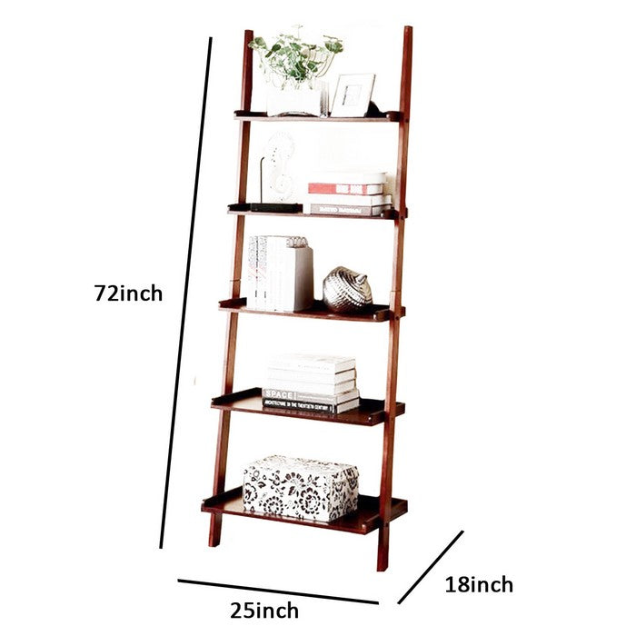 Sion Contemporary Ladder Shelf, Cherry Finish