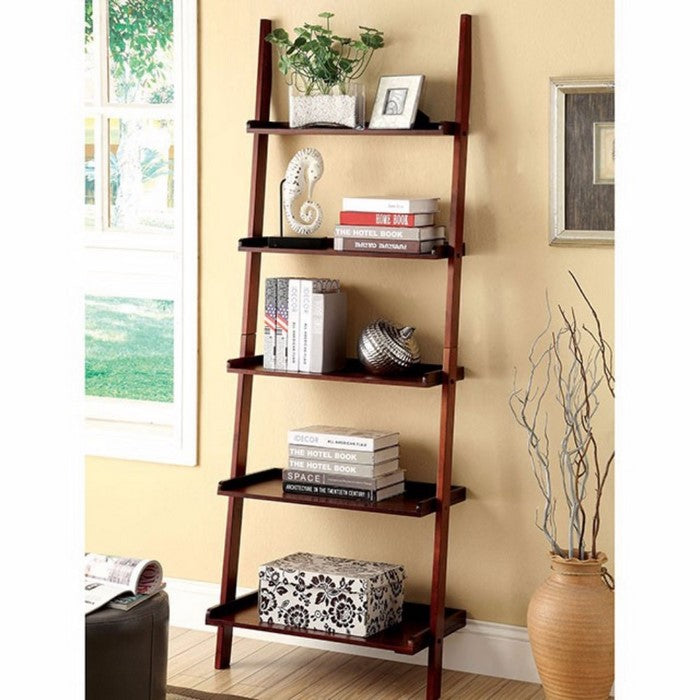 Sion Contemporary Ladder Shelf, Cherry Finish