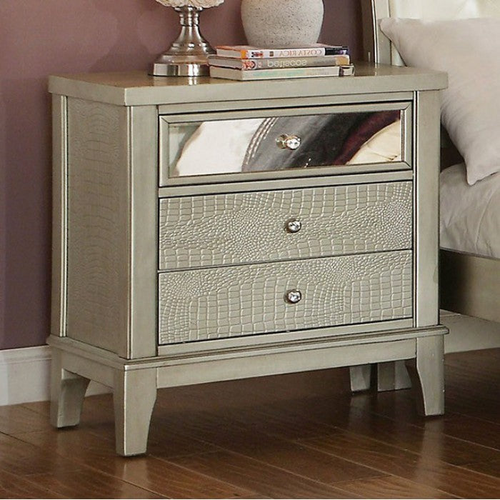 Adeline Contemporary Style Nightstand, Silver Finish