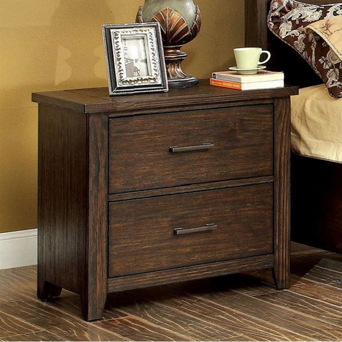 Ribeira Traditional Night Stand End Table In Dark Walnut Finish