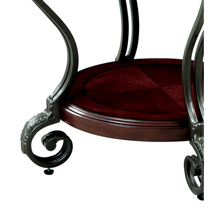 2 Drawer Wooden Nightstand with Hanging Pulls and Bracket Feet, White