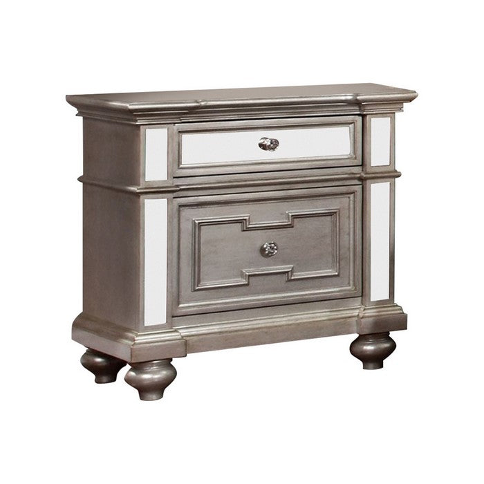 Salamanca Contemporary Night Stand In Silver