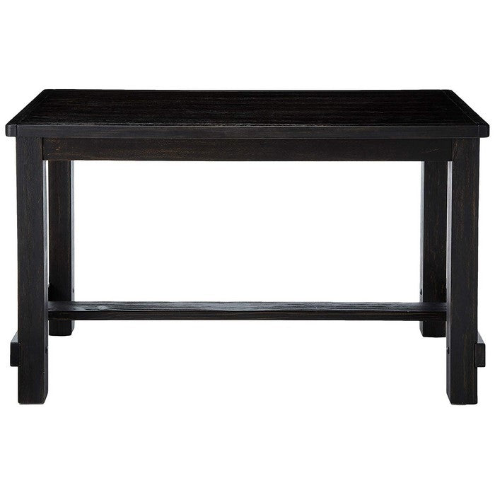 Traditional Style Rectangular Wooden Counter Table with Block Legs, Black