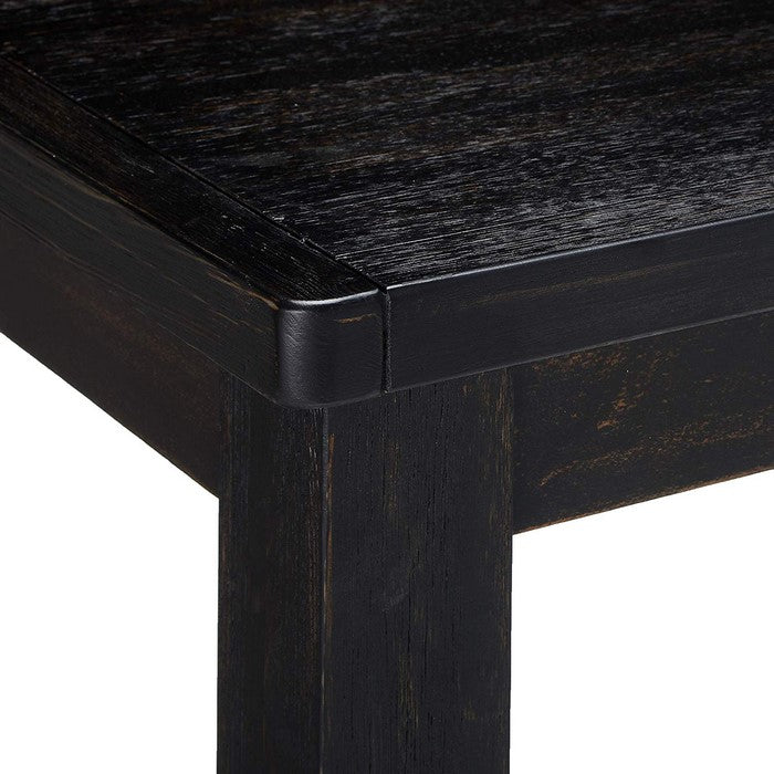 Traditional Style Rectangular Wooden Counter Table with Block Legs, Black