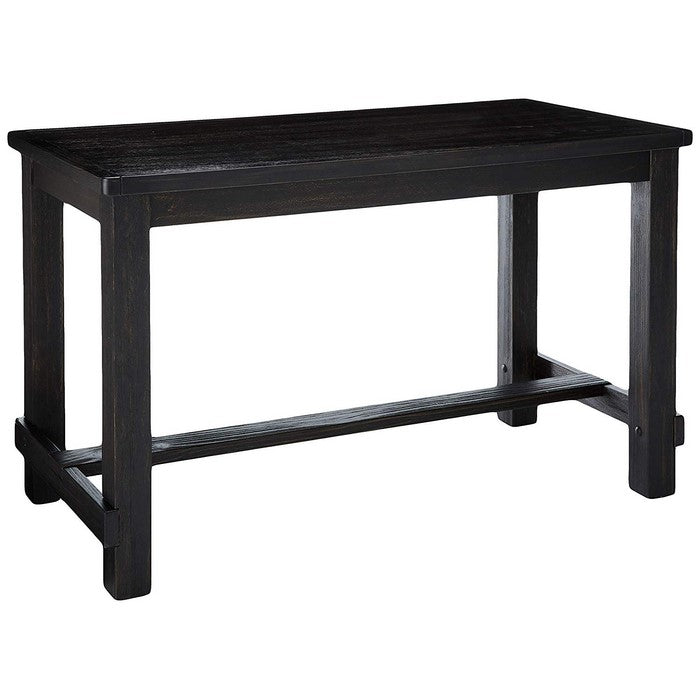 Traditional Style Rectangular Wooden Counter Table with Block Legs, Black