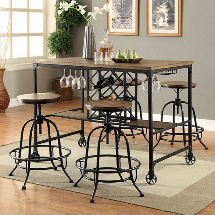 Silvia I Industrial Counter Table In Oak Finish