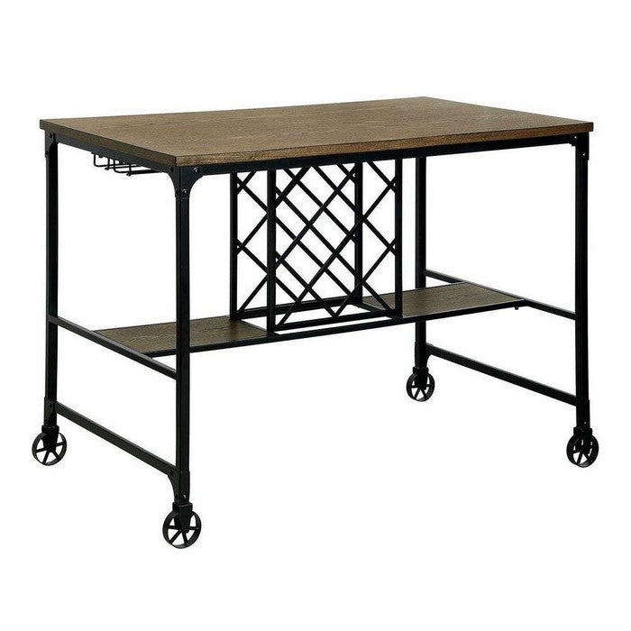 Silvia I Industrial Counter Table In Oak Finish