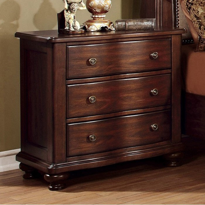 Bellavista Traditional Elegant Night Stand In Brown Cherry Finish