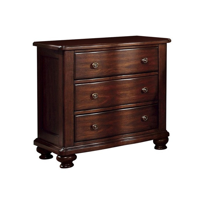 Bellavista Traditional Elegant Night Stand In Brown Cherry Finish