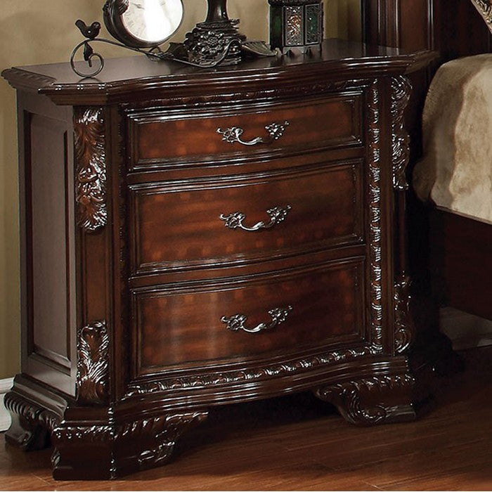 Monte Vista I Luxurious Night Stand In Dark Walnut Finish