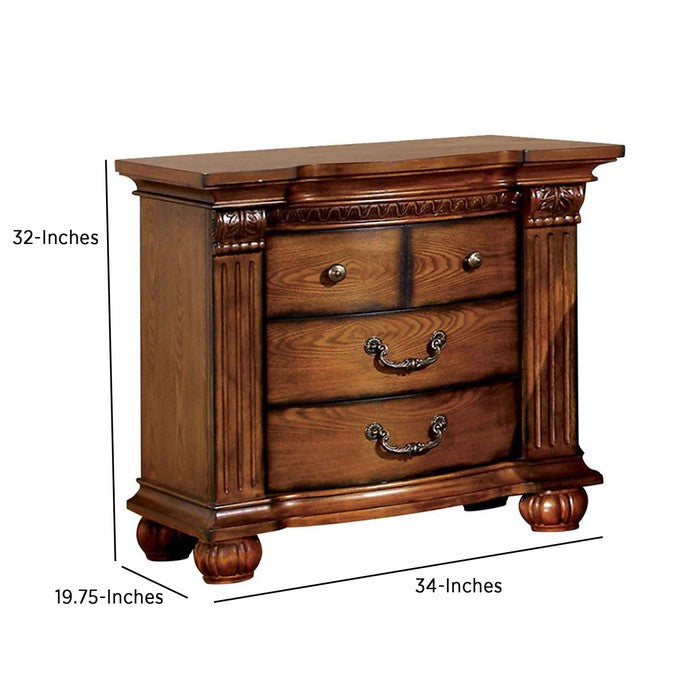 Bellagrand Transitional Night Stand, Antique Tobacco Oak