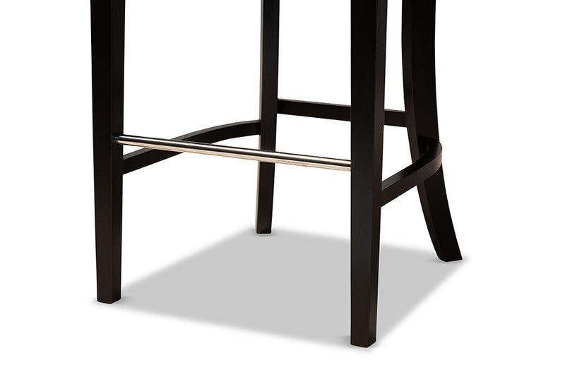 Baxton Studio Aldon Modern and Contemporary Grey Fabric Upholstered and Dark Brown Finished Wood 2-Piece Bar Stool Set