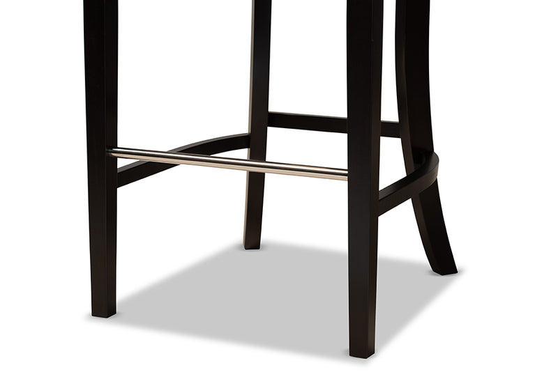 Baxton Studio Aldon Modern and Contemporary Light Beige Fabric Upholstered and Dark Brown Finished Wood 2-Piece Bar Stool Set