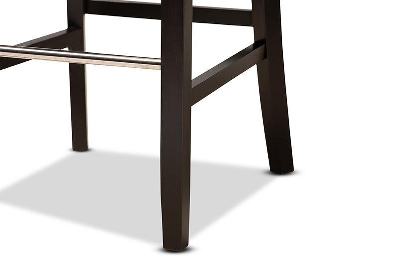 Baxton Studio Daphne Modern and Contemporary Dark Grey Velvet Fabric Upholstered and Dark Brown Finished Wood 2-Piece Bar Stool Set