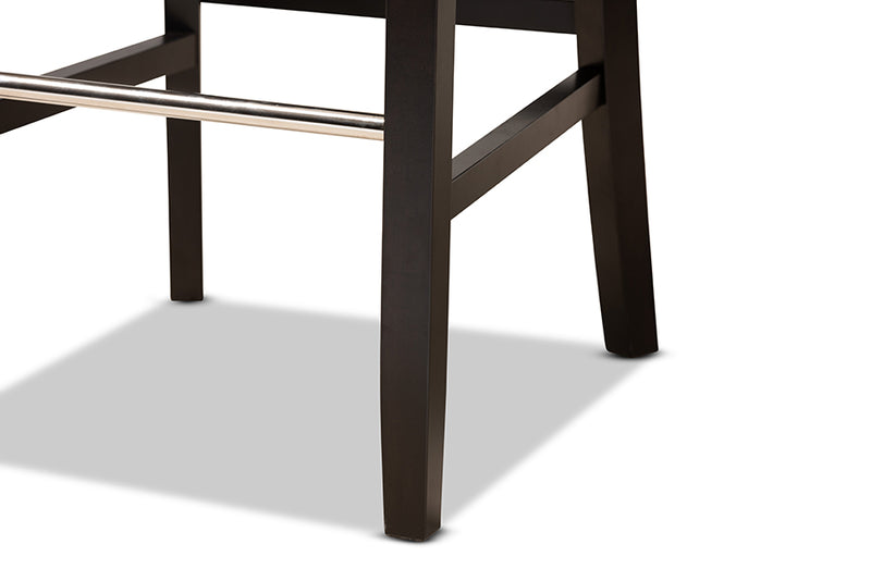 Baxton Studio Daphne Modern and Contemporary Navy Blue Velvet Fabric Upholstered and Dark Brown Finished Wood 2-Piece Bar Stool Set