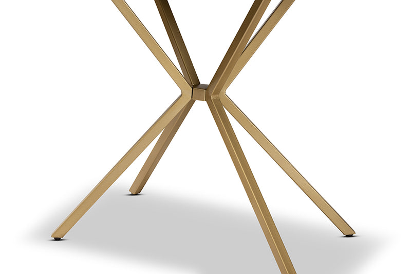 Baxton Studio Carlo Modern and Contemporary Walnut Finished Wood and Gold Finished Metal Console Table