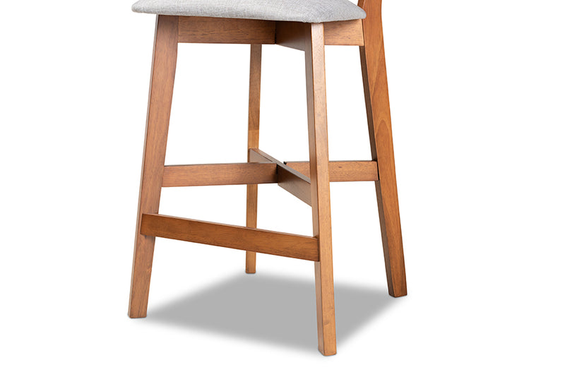 Baxton Studio Cameron Modern and Contemporary Transitional Grey Fabric Upholstered and Walnut Brown Finished Wood 2-Piece Counter Stool Set