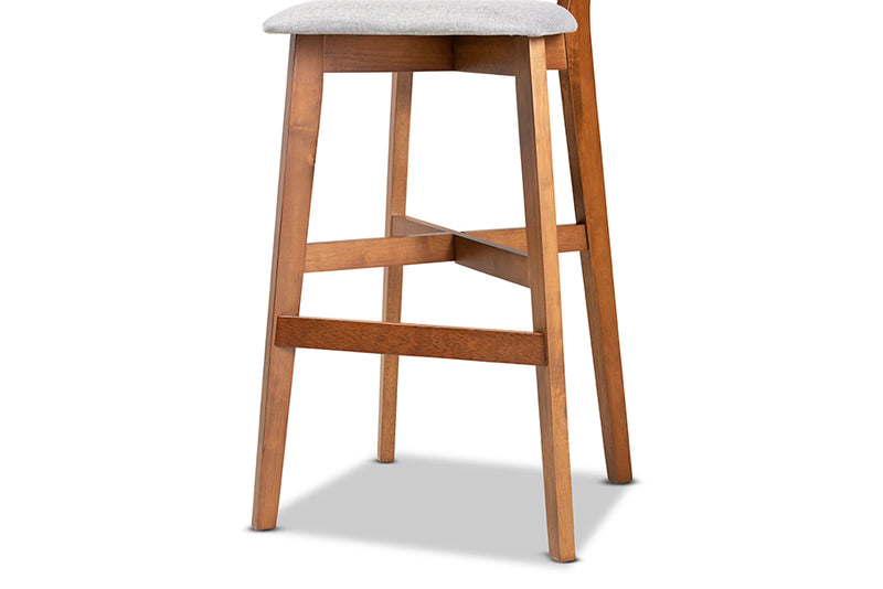 Baxton Studio Cameron Modern and Contemporary Transitional Grey Fabric Upholstered and Walnut Brown Finished Wood 2-Piece Bar Stool Set