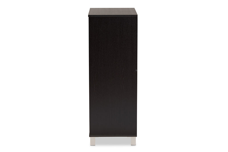 Baxton Studio Ernest Modern and Contemporary Dark Brown Finished Wood 2-Door Shoe Storage Cabinet