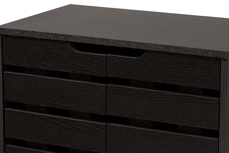Baxton Studio Ernest Modern and Contemporary Dark Brown Finished Wood 2-Door Shoe Storage Cabinet